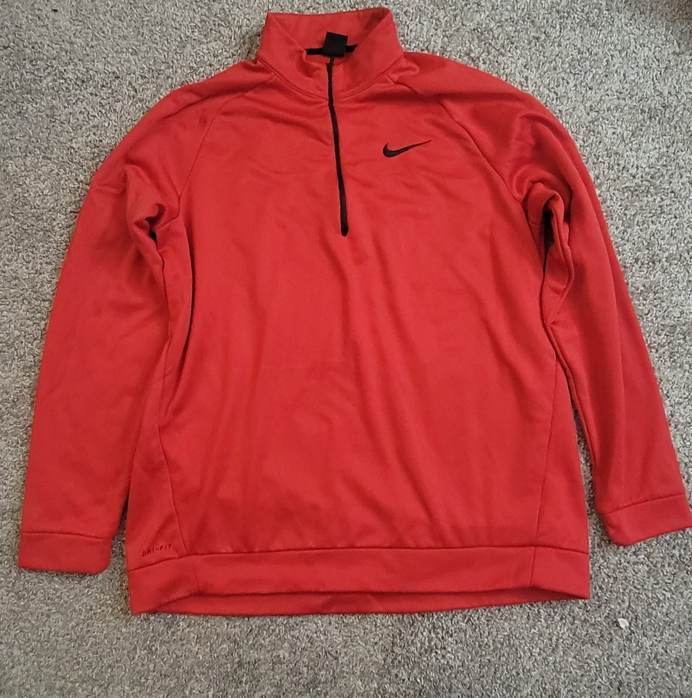 Nike Red Quarter Zip Pullover Sweatshirt Dri-Fit